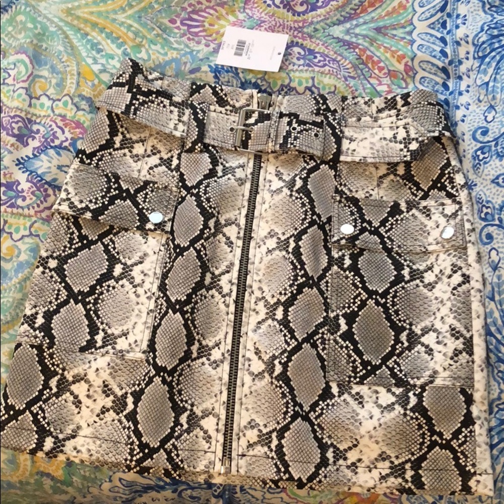 NEW top shop leather snakeskin skirt